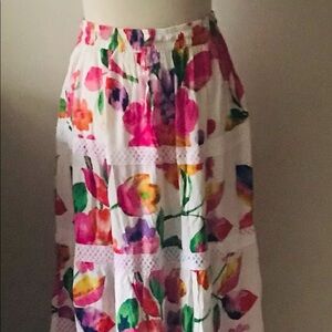 Floral maxi pull on elastic waist skirt size:L